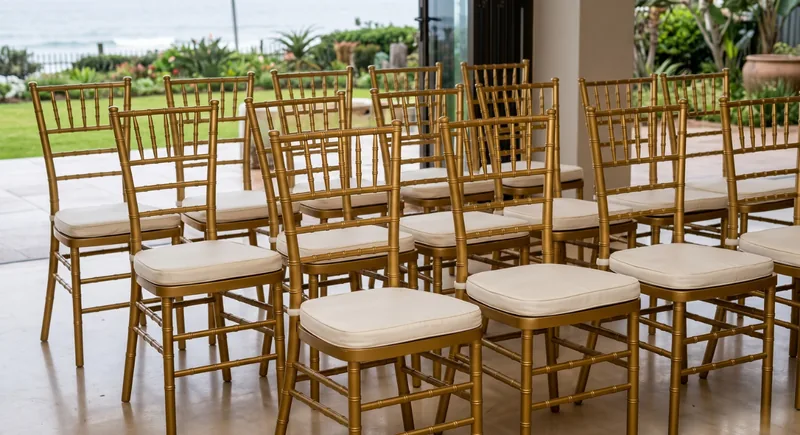 Gold Tiffany chairs for hire by Luvo Events