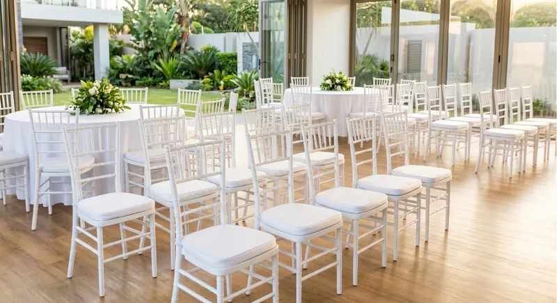 White Tiffany chairs for hire by Luvo Events