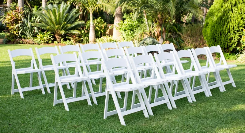 White Wimbledon chairs for hire by Luvo Events