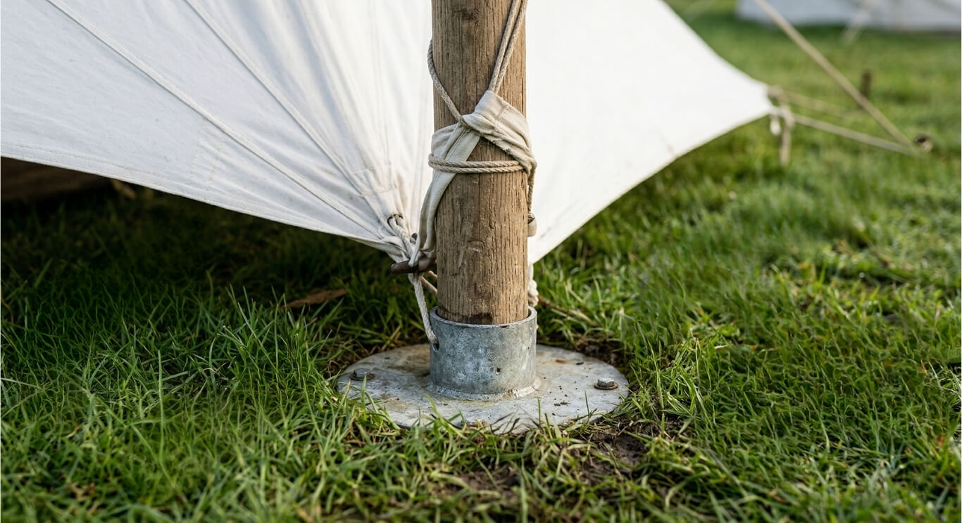 Close-up of tent placement and rigging by Luvo Events in Durban